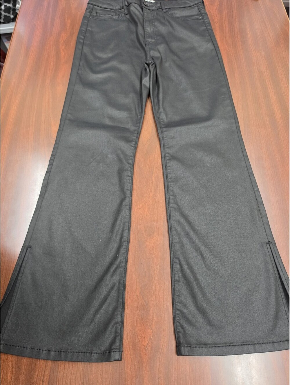 Hidden Los Angeles Coasted Flare Jeans Black High Rise Split Hem Pants Size 30
